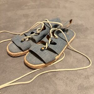 Michael Kors Mckenna Denim‎ Lace Up Sandals size 10 Gladiator sandals Fall Style